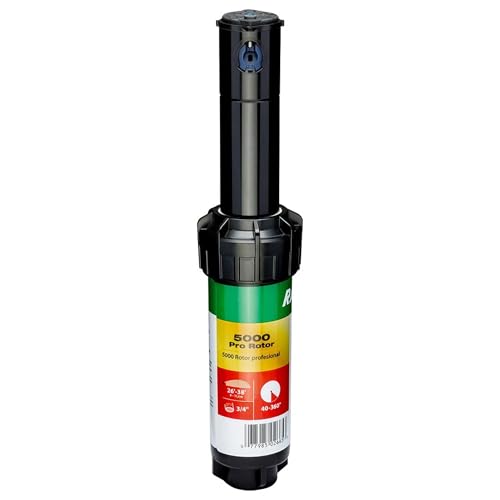 Rain Bird 5000 Heavy Duty Simple Adjust Gear Driven Rotor Sprinkler Head with 3/4 inch Inlet - Water Efficient 4 inch Pop Up Lawn Sprinkler Adjustable 40 - 360 Degree Arc and 25 - 50 ft Radius