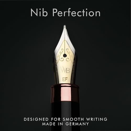 Image of Wordsworth & Black Bamboo Wood Fountain Pen Set for Writing, Extra Fine Nib | Violet Wood, Gift for Men Women, German Iridium 18K Gilded, Calligraphy Journaling, Converter + 6 Cartridges, Refillable