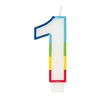 Vibrant Rainbow Border Number 1 Birthday Candle (7cm x 12cm) - Stunning Multi-Colored Party Decor - Uniquely Crafted for Celebratory Milestones - 1 Pc