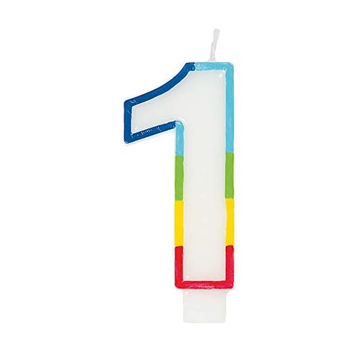 Unique Party - Vela de Cumpleaños con Borde Arcoíris Número 1 (19941) , color/modelo surtido