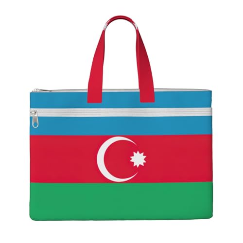 Flag Of Azerbaijan Canvas Document Bag Briefcase For Professionals And Executives