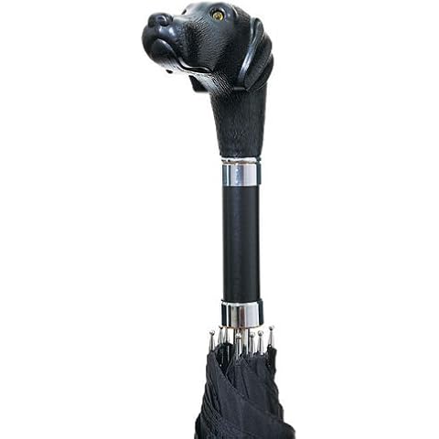 Umbrella,"Scout" The Black Lab Dog. Handle Made In Italy. For the Ultimate Dog Lover! Cover