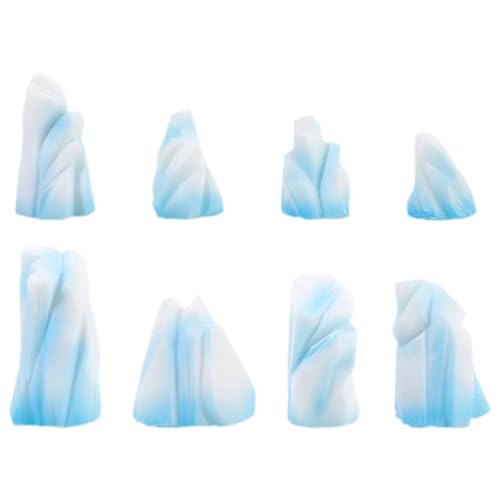 Image of UKCOCO 8-Piece Mini Resin Iceberg Aquarium Ornaments - Safe Salt & Freshwater Decor for Fish, Turtles, Reptile Tanks, Table Display