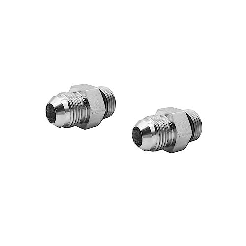 Image of (2-PACK) 6400-08-08-O Hydraulic Hose Adapter Fitting 1 /2 inch Male JIC 37 Flare (3 /4 inch-16UNF) x 1 /2 inch Male O-Ring Boss (3 /4 inch-16UNF) SAE Straight Pipe Joints Tube Connector Carbon Steel