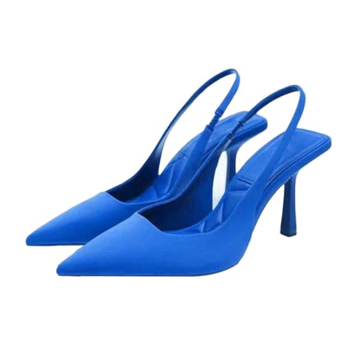 Onsoyours Zapatos de Tacón Clásicos Espigones con Correa posterior en la Parte Trasera para Mujer A Azul 41 EU