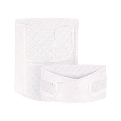 Dexinx 2 in 1 Postpartum Support - Recovery Belly/Pelvis Belt Elastic Breathable Maternity Postnatal Recovery Support Women's Body Shaper Waist Trainer Belt White1 M Cover