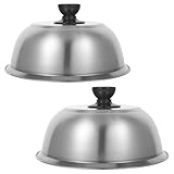 KOMBIUDA 2個 ステンレス鋼製防油蓋 高耐熱グリドルドーム 蒸し調理用フードカバー 均一加熱で肉や野菜の旨味を引き出す調理ツール