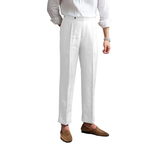 Men's Linen Pants Vintage Lightweight Premium Dress Pants for Men Spring Summer