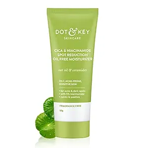 Dot & Key CICA + Niacinamide Spot Reduction Moisturizer for Acne Prone Skin | Oil Free & Lightweight | Fades Dark Spots & Blemishes, Soothes Redness | Acne Cream | For Oily Acne Prone & Sensitive Skin | 50gm