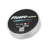 FONGKNOX 100M Fluorocarbon Fishing Line 100% Fluoro Leader Line Virtually Invisible Low Memory Sink Fast Clear High Sensitive Anti-Curl Abrasion Resistance Freshwater Saltwater Size 6.0 33.36LB/13.8KG