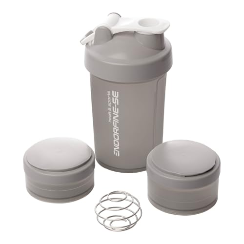 Coqueteleira Whey Academia com Mola Compartimentos para Suplementos 650 ml (Cinza)