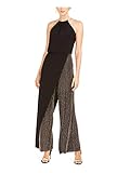 MSK Womens Petites Halter Metallic Jumpsuit Black 14P