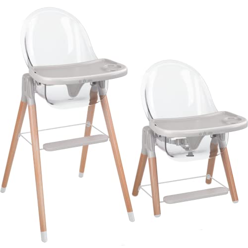 Children Of Design Classic Non-Reclinable 6 in 1 Wooden High Chair – Clear