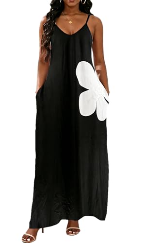 Image of vunahzma Womens Casual Fashion Sleeveless Plus Size Loose Long Sexy Maxi Dress with Pockets