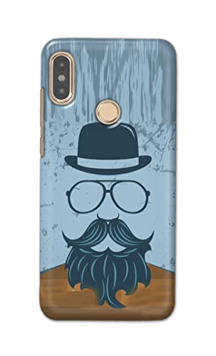 Image of PRINTFIDAA Mustache Beard and Hairstyle Hipster in Glasses Printed Designer Hard Case for Redmi Note 5 Pro Back Cover -(e) RPM1002