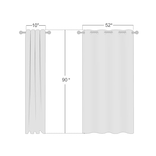 NICETOWN 90 inch Beige Curtains Linen Sheer Faux Flax Window Drapes, Grommet Decorative Keep Privacy Semi Sheer with Light Filtering for Living Room/Bedroom, W52 x L90, 2 Panels