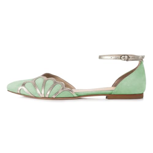 Milooey shoes Women's Casual Pointed Toe Ballet Flats Chunky Low Heels D'Orsay Flat Comfort Ankle Strap Shoes Size 4-16 US2