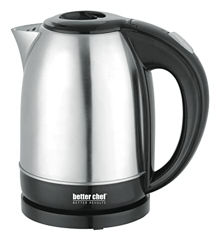Better Chef Cordless Electric Kettle | 7-Cup | Stainless Steel | 360-deg Swivel Base | Auto Boil-Dry Shut-Off