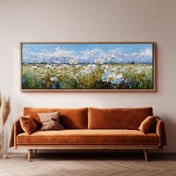 Tableau de fleurs sauvages toile panoramique grand format 70x210 cm