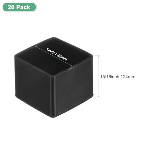 Image of M METERXITY 20-Pack Square Chair Leg Caps, 1 inch (25mm) PVC Chair Leg Floor Protectors for Chairs /Table /Bed, Furniture Feet Covers Cups Non-Slip End Tips