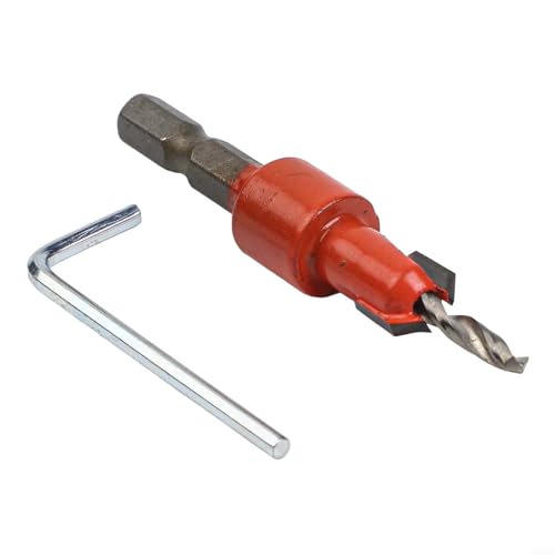 Image of HomeVortex Hex Shank Countersink Drill Bit 1/4 Inch for Woodworking, Adjustable Stop Collar, Step Drilling and Counterboring Tool, Steel Alloy, Grey Orange, Single(3.5×10)