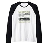 GOODMAN Last Name Surname Camouflage American Flag Raglan Baseball Tee