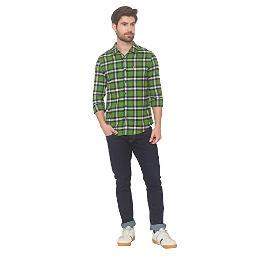 Image of Spykar Men's Cotton Slim Fit Full Sleeves Shirts (Msh-01ba-010)
