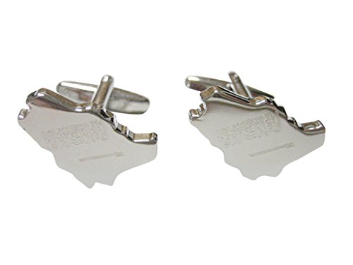 Saudi Arabia Map Shape and Flag Design Cufflinks