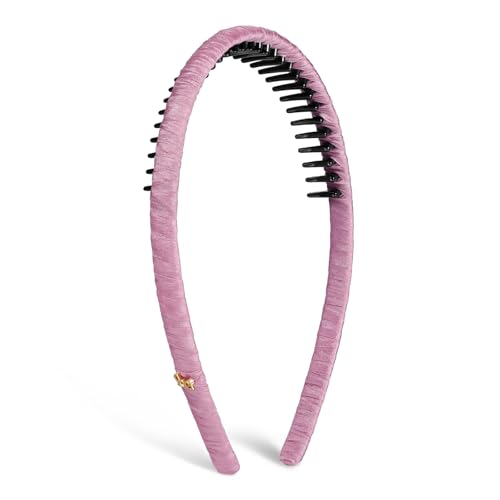 SHE'S FREE STYLE JUST FOR YOU Upgraded Classic Thin Headbands for Women, Non-Slip Polyester & Plastic Hair Bands with Teeth for Strong Hold Grip, Dura