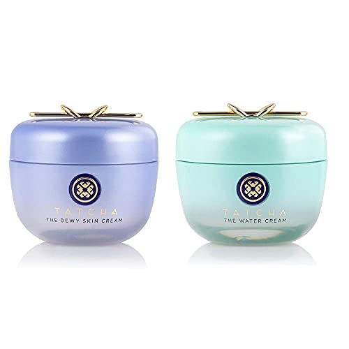 Tatcha The Dewy Skin Cream & The Water Cream Bundle: Rich Cream to Hydrate, Plump and Protect Dry and Combo Skin & Oil-Free, Optimal Hydration Moisturizer For Pure Poreless Skin - 50 ml | 1.7 oz each