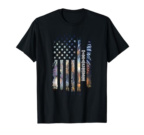 Teacher Fireworks Patriotic July 4th Vintage Inspired Camiseta