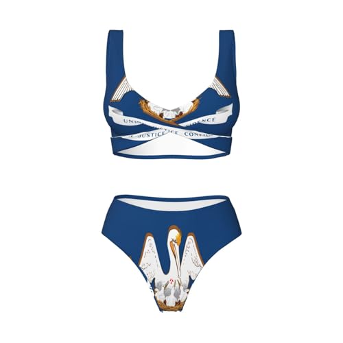 Maillot de bain 2 pièces ventre plat imprimé drapeau Louisiane