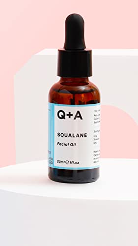 Q+A Squalane Facial Oil (30ml), Natural Hydrating Oil for Soft, Supple Skin, Vegan Formula Derived from Olive Oil, Fragrance Free Skincare, Delivers Deep Hydration for Silky Skin