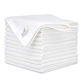 Buff Microfiber Cleaning Cloth | White (12 Pack) | Size 16' x 16' | All Purpose Microfiber Towels - Clean, Dust, Polish, Scrub, Absorbent 