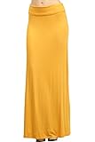HEO CLOTHING Casual High Waisted Solid/Printed Long Maxi Skirt/Made in USA L, Hsk00005 Mustard