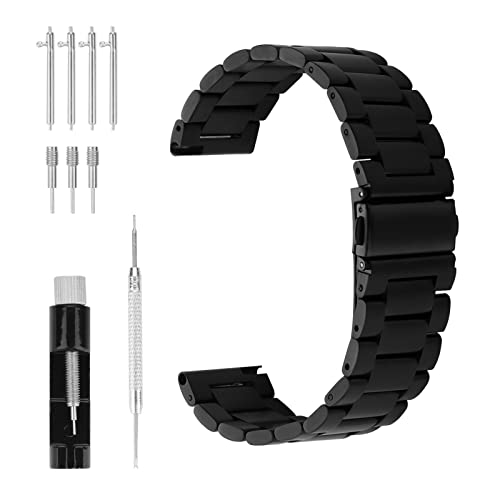 cobee Correa de repuesto de metal, correa de reloj de acero inoxidable para hombre 20 mm de ancho, correa resistente con 1 pasador de resorte + 4 pasadores para las orejas 1 ajuste de reloj + 3 agujas