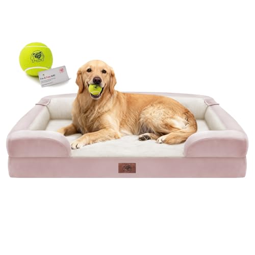 Extra Large Dog Bed, Orthopedic XL Washable Bed for Big Dog Waterproof Pet Couch Sofa Bolster with Removable Cover, Non-Slip Bottom, Tennis Ball Toy, 42x30 - image 8