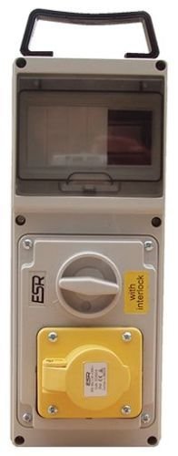 ESR RCDSI32314 - Presa interblocco RCD con interruttore IP44, 32 A, 2P+E 3 pin, 100 V, 130 V, 2 pin, interruttore commerciale industriale a terra