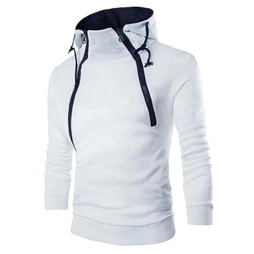 Men's Long Sleeve Sweatshirt Zippered Hooded Pullover Turtleneck Men's Sweatshirt