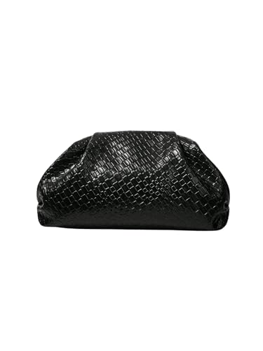 Image of QWINEE Women's Woven Evening Bag Dumpling Clutch Purse No Strap Handbags Elegant Faux PU Leather Clutch Bag