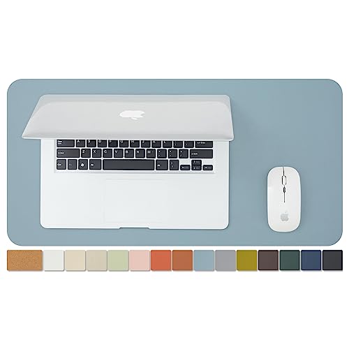 ナチュラルコルク &PU両面デスクマット、大型マウスパッド、デスクプロテクター、防水キーボードマット、オフィス/家庭/ゲーム/装飾に最適（ライトブルー、60cm*30cm）