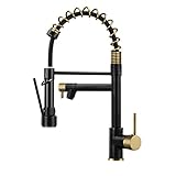 Commerical Kitchen Faucet with Pull Down Sprayer, Single Handle 2 Spout Stainless Steel Spring Kitch