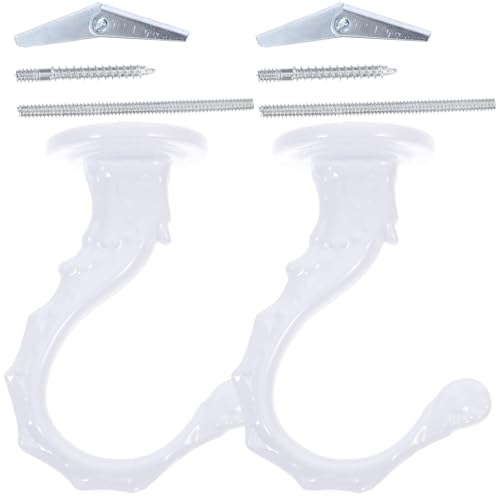 ifundom 2個 折りたたみ式天井フック 耐久性亜合製 強力壁固定 吊り植物や風鈴対応 ガレージ 収納に