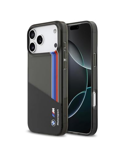 Image of CG MOBILE BMW [Official Licensed] Protective Case Designed for iPhone 17 Pro Max |Motorsport Collection|IML Printed Case with Vertical Stripes - Black