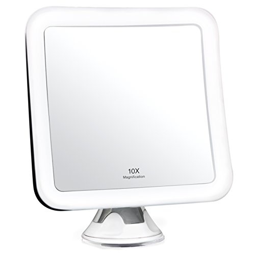 Fancii LED Lighted Travel Makeup Mirror, 1x/10x Magnification - Daylight LED, Compact, Portable, Large 5" Wide Illuminated Folding Mirror - Lumi (Rose Gold)