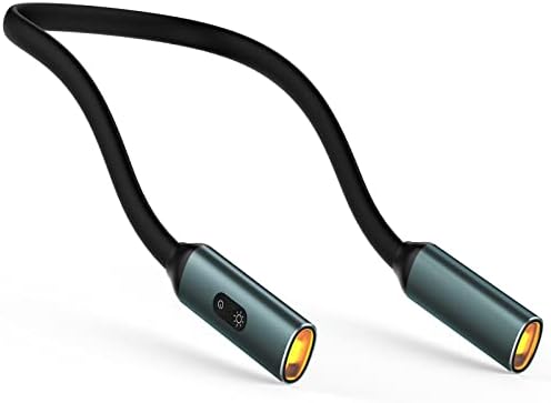 YKZ LED Neck Light, Eye-Cared Amber Neck Reading Lights for Books in Bed, Rechargeable,Bendable, Long Lasting & 3 Colors Stepless Dimming, Perfect for Reading, Knitting, Crocheting, Repairing