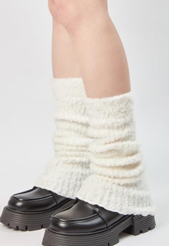 Womens Fuzzy Leg Warmers Knit Ankle Socks Winter Warm Ruffle Leg Sleeves Warmer College Concert Thick Boot Socks3