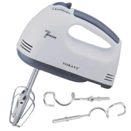 FRESHOME Hand Mixer Beater Blender Electric Cream Maker for Cakes with Base 7 Speed Control and 2 Stainless Steel Beaters, 2 Whiskers (SS)