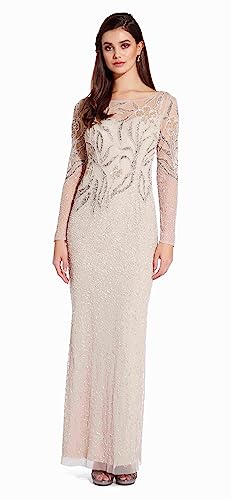 Image of Adrianna Papell Long Sleeve Beaded Evening Gown
