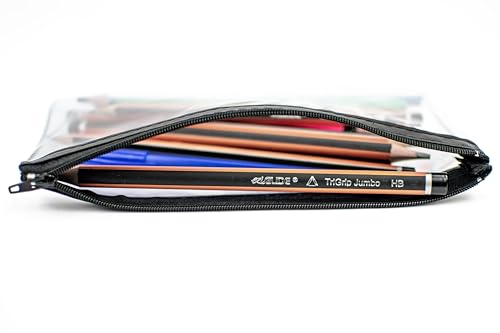 Durafile Clear Pencil case, Pack of 4, Small. Clear 203 x 117mm, Assorted Colours Metal Zipper, Waterproof, Versatile Storage - Image 3